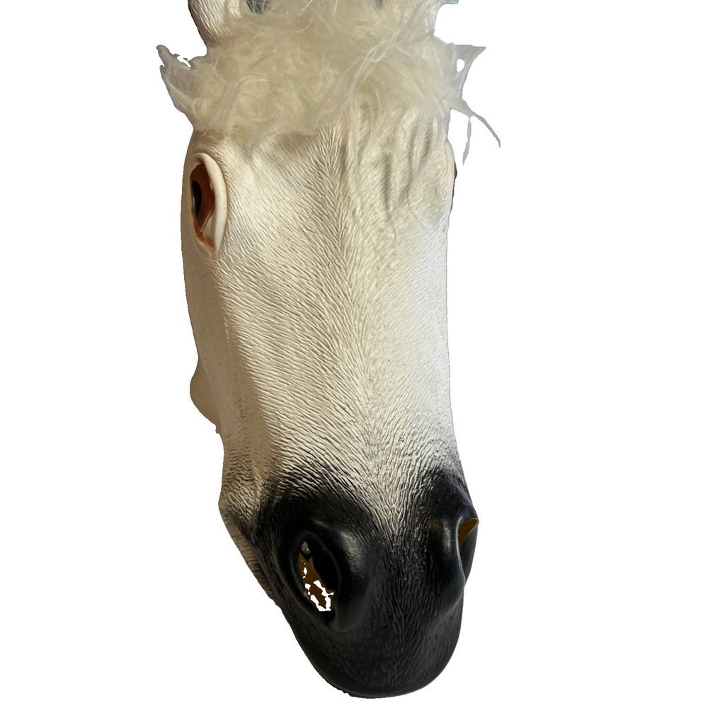 Elegant White Horse Latex Head Mask for Enchanting Costumes and Imaginative...